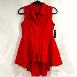 Iky & Me Women’s High Low Sleeveless Blouse - Medium